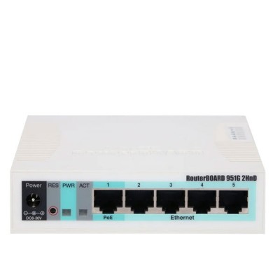 MikroTik RB951G-2HnD Router Wireless 5-Port Gigabit Ethernet, 2.4GHz, CPU 600MHz, RAM 128MB