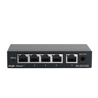 Reyee RG-ES105D 5-Port 10/100 Mbps RJ45 Unmanaged Desktop Switch, Steel Case