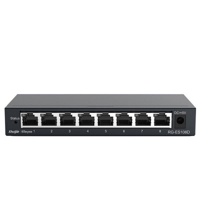 Reyee RG-ES108D 8-Port 10/100 Mbps RJ45 Unmanaged Desktop Switch, Steel Case