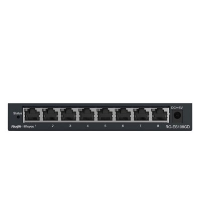 Reyee RG-ES108GD 8-Port Gigabit 10/100/1000 Mbps RJ45 Unmanaged Desktop Switch, Steel Case