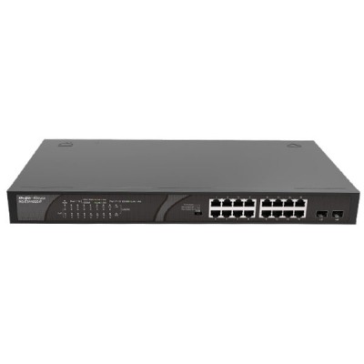 Reyee RG-ES118GS-P 16-Port 100Mbps + 2 x SFP Gigabit Uplink, 16 of the ports support PoE/PoE+, Power Budget 247W, Unmanaged Switch, Rack‑mount