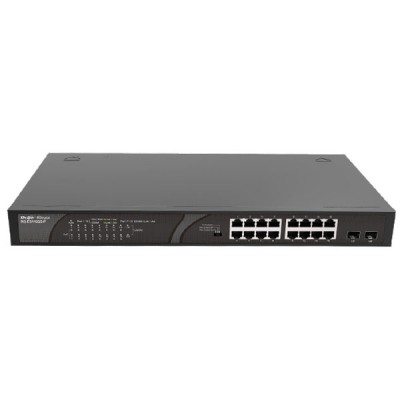 Reyee RG-ES118GS-P 16-Port 16-Port 10/100/1000Mbps + 2 x SFP Gigabit Uplink, 16 of the ports support PoE/PoE+, Power Budget 247W, Unmanaged Switch, Rack‑mount