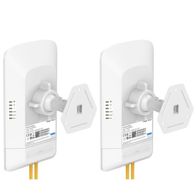 Reyee RG-EST350 V2 Point-to-Point WiFi Link 3-5Km. 802.11ac, Freq 5GHz Hi-Speed 867Mbps, Power 26dBm, Ant 15dBi 2x2 MIMO With 2GE ports, IP54 Weatherproof,Support eWeb and Ruijie Cloud management,  24V PoE adapter included, (1 set มี 2 ตัว )