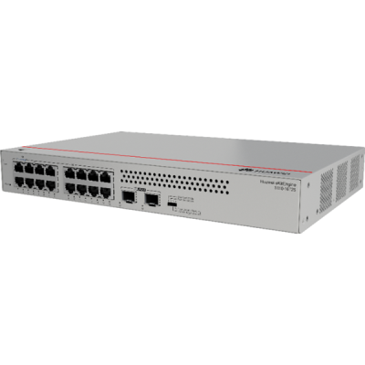 Huawei S110-16T2S Unmanaged switches 16 ports Gigabit Ethernet speeds (10/100/1000 Mbps) 2 ports SFP Uplink for fiber optic connections Fanless AC power supply