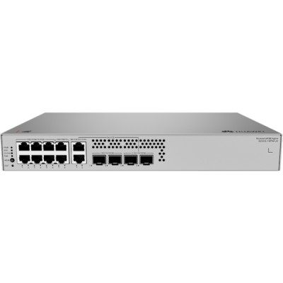 Huawei S220S-10PN4JX 8 ports 10/100/1000BASE-T (6*PoE+), 2 ports 10/100/1000/2.5GBASE-T (PoE+), 2 ports 10GE SFP+, 2 ports 2.5GE SFP, 128W PoE, Built-in AC power, Fanless