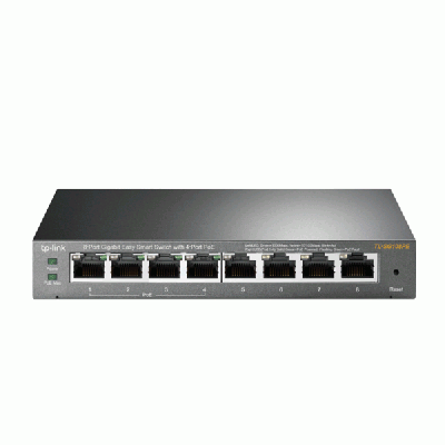 tp-link TL-SG108PE 8-Port Gigabit Easy Smart Switch with 4-Port PoE (802.3af), PoE Power Budget 55W, VLAN, Static Link Aggregation Supports