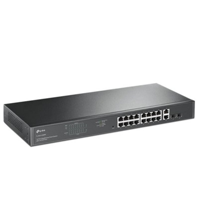 tp-link TL-SG1218MPE 16-Port Gigabit Easy Smart PoE+ Switch (802.3at/af) PoE Power Budget 250 W,+ 2× Gigabit non-PoE RJ45 Ports, with  2× Combo Gigabit SFP Slots, Rack-Mountable Steel Case