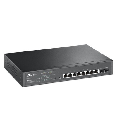 tp-link TL-SG2210MP 10-Port JetStream Gigabit Smart Switch with 8-Port PoE+ (802.3at/af) PoE Power Budget 150 W, 2× 100/1000 Mbps SFP Slots, VLAN, QoS, IGMP Snooping Support, Rack-Mountable/Desktop Steel Case