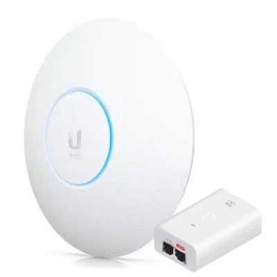 Ubiquiti U6 Enterprise + U-POE-at WiFi 6E Access Point with 10 spatial streams and 6 GHz (2.4/5/6 GHz bands), 4x4 MU-MIMO, Support 10.2 Gbps, 2.5GbE RJ45 Port, PoE+, 48V 0.5A PoE adapter Support