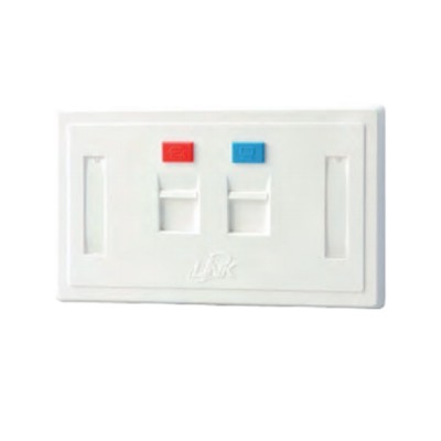 Link US-2122A Face Plate 2 Port With Shutter/Icon/Lable ID, White color