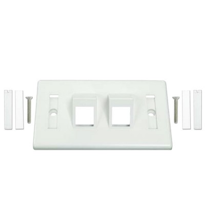 Link US-2342A Angle Face Plate 2 Port, w/Label, Ivory & White with LINK logo
