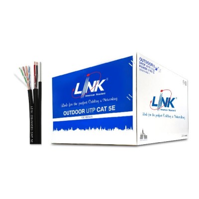 Link US-9015MW-1 CAT5E Outdoor UTP PE w/Drop Wire & Power Wire Cable, Bandwidth 350MHz, CMX Black Color 100 M./Reel in Box *ส่งฟรีเขต กทม.