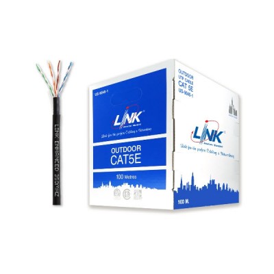 Link US-9045-1 CAT5E Outdoor 100M UTP PE Cable (Double Jacket), Bandwidth 350MHz, CMX Black Color  *ส่งฟรีเขต กทม.