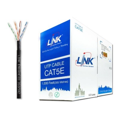 Link US-9045 CAT5E Outdoor UTP PE Cable (Double Jacket), Bandwidth 350MHz, CMX Black Color 305 M./Pull Box *ส่งฟรีเขต กทม.