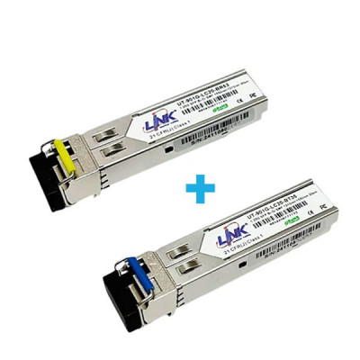 Link Set UT-901G-LC20-BT35+UT-901G-LC20-BR53 1.25G SFP Bi-Di Transceiver Single-Mode (SM) 1310/1550, 1550/1310, Simplex LC Connector, 20 km. (Link, Cisco, MikroTik, Ubiquiti & Other Compatible)