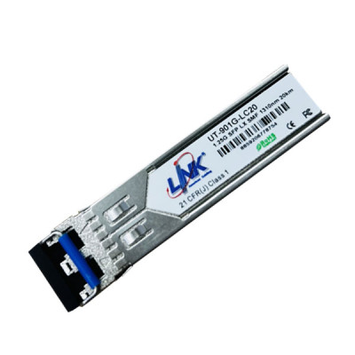 Link UT-901G-LC20 1.25G SFP Transceiver Module LX Single-Mode (SM) 1310nm, Duplex LC Connector, 20 Km. (Cisco, TP-Link, MikroTik & Other Compatible)