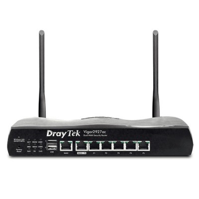 DrayTek Vigor2927ac Dual-WAN Load Balancing VPN Firewall Router, Load Balancing and VPN tunnels, 1 WAN Fixed + 1 WAN/LAN Switchable + 5 Gigabit LAN