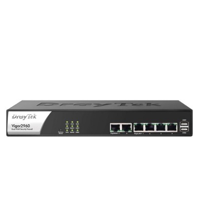 DrayTek Vigor2960 Dual-WAN Security Firewall Load Balancing WAN Ports and 4 Gigabit LAN Ports +2 USB Ports through which cellular Internet connectivity and VPN Gateway 