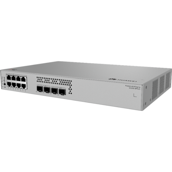 Huawei S220S-8P4JX L2-Managed Switch 8*10/100/1000BASE-T ports (128 W PoE+) 2*10GE SFP+ ports, 2*2.5GE SFP ports, built-in AC power Fanless