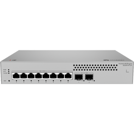 Huawei eKIT S310S-8P4JX Managed L2+ PoE Switch 8GE ports (128W PoE+ Budget), 2*10GbE SFP+, 2*2.5GE SFP Uplinks Built-in AC power Fanless Cloud Managed