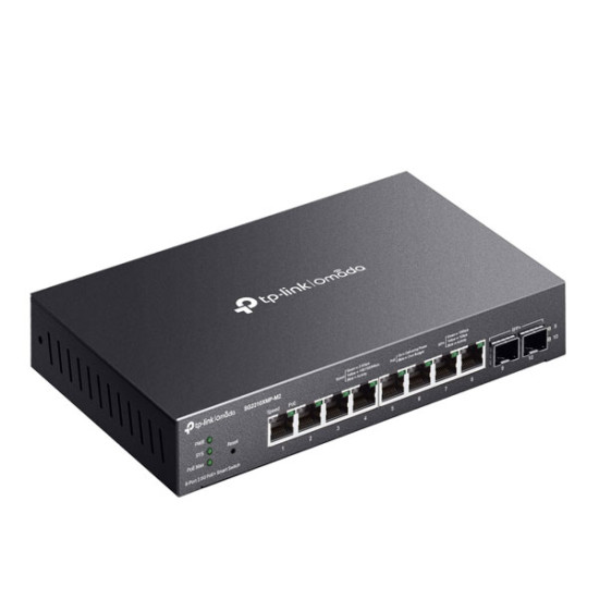 tp-link SG2210XMP-M2 Omada 8-Port 2.5G BASE-T + 2-Port 10G SFP+ Slots, Smart Switch with 8-Port PoE+ (160W total PoE budget), Centralized Cloud Management Omada App
