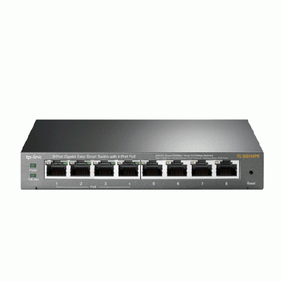 tp-link TL-SG108PE 8-Port Gigabit Easy Smart Switch with 4-Port PoE (802.3af), PoE Power Budget 55W, VLAN, Static Link Aggregation Supports