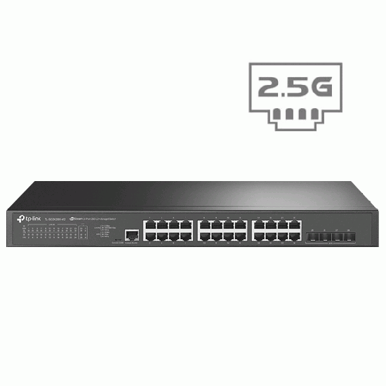 tp-link TL-SG3428X-M2 JetStream 24-Port Multi-Gig 2.5G BASE-T L2+ Managed Switch + 4× 10G SFP+ Slots, VLAN, DHCP Snooping, Omada Controller Support, Rack-Mountable Steel Case