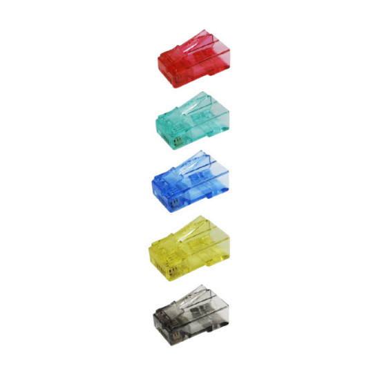 Link US-1062A-X CAT6 New RJ45 Crystal Plug, Transparent X=2Red/3Green/4Blue/5Yellow/6Black (10 Pcs/Pkg.)