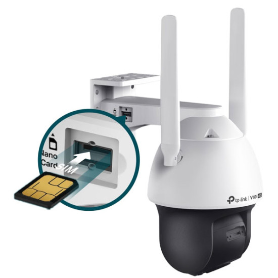 tp-link VIGI C540-4G  4G / 4MP Outdoor 24h Full-Color Pan Tilt Network Camera, 4mm. Focal Length,Smart Detection, Two-Way Audio, IP66 Waterproof