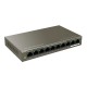 IP-COM F1110P-8-102W Desktop Unmanaged Switch With 8-Port RJ45 10/100Mbps with 2 port Gigabit BASE-T RJ45 Uplink 30.8 watts for each PoE port with 250M Trans. + 6KV Lightening