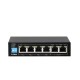 D-Link  DGS-F1006P-E 6-Port Gigabit 4 Ports PoE/PoE+ and 2 RJ45 Uplink Ports, Smart Features: Extend, VLAN, QoS, 60W PoE Budget, Desktop Switch Metal Case