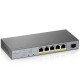 Zyxel GS1350-6HP 5-port GbE Smart Managed PoE Switch with GbE Uplink PoE ports 5 Total PoE budget (watt)	60