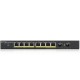 Zyxel GS1900-10HP 8-port GbE Smart Managed Desktop PoE Switch (77 Watt) with 2 GbE SFP ports รองรับ PoE มาตรฐาน 802.3at โดยจ่ายไฟต่อพอร์ตสูงสุดถึง 30W รองรับ การทำ VLAN, QoS, Link Aggregation, 802.1x, CPU defense engine และ DoS prevention