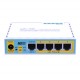 MikroTik RB750UP (hEX PoE lite) Router 5-Port 10/100 Ethernet with 4-Port PoE output, CPU 400MHz, RAM 32MB, RouterOS L4