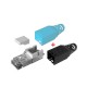 Link US-1070A CAT6A RJ45 Plug w/Boot Unshield, Field Terminate Aqua Blue / Black
